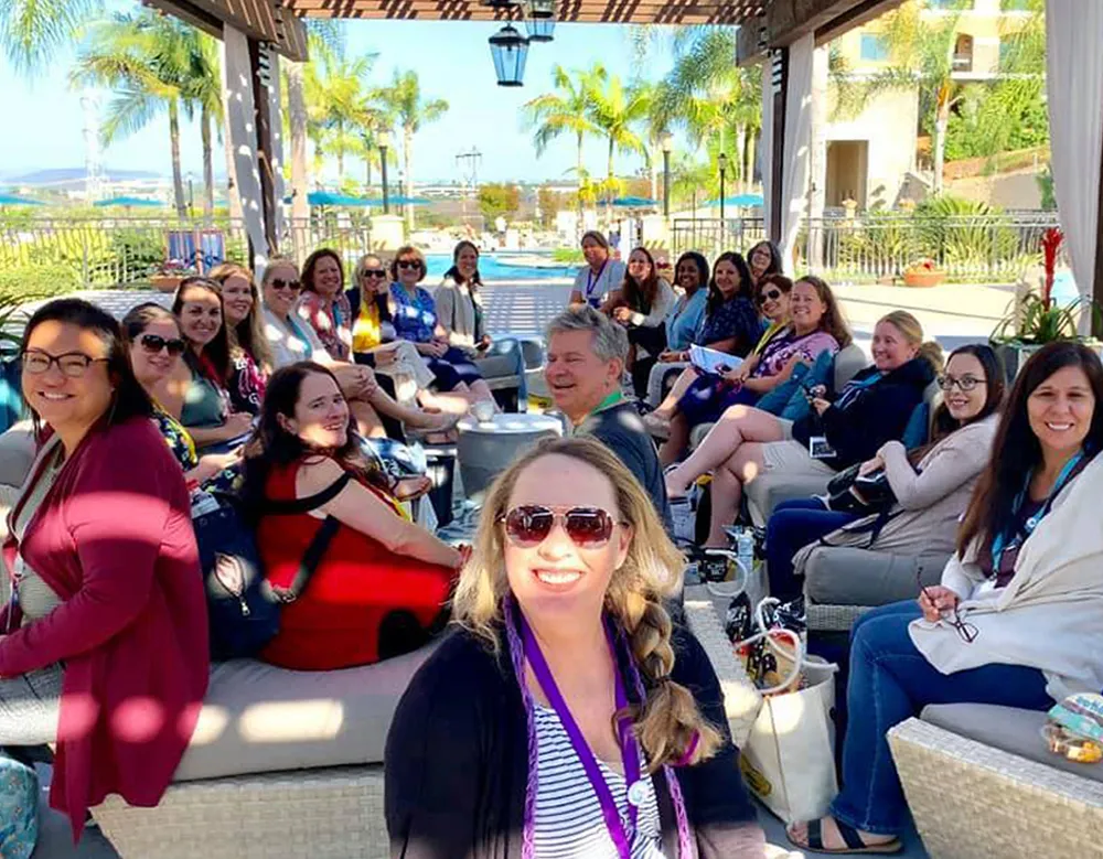 Publishers gathered poolside at the annual conference